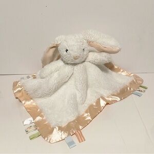 Manhattan Toy Bunny Lovey WhitePlush Flower Satin Baby Security Blanket 2020 17”